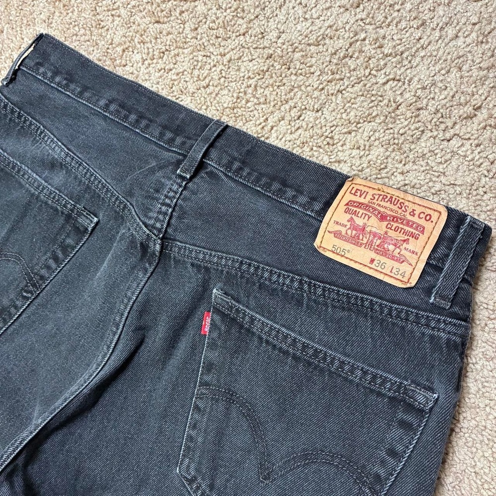 Levi's 505 Regular Fit Black Jeans Size 36x34 Western Y2K